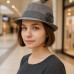 Fedora Straw Hat w/ Lace Trim Corsage - Silver - HT-1184SI